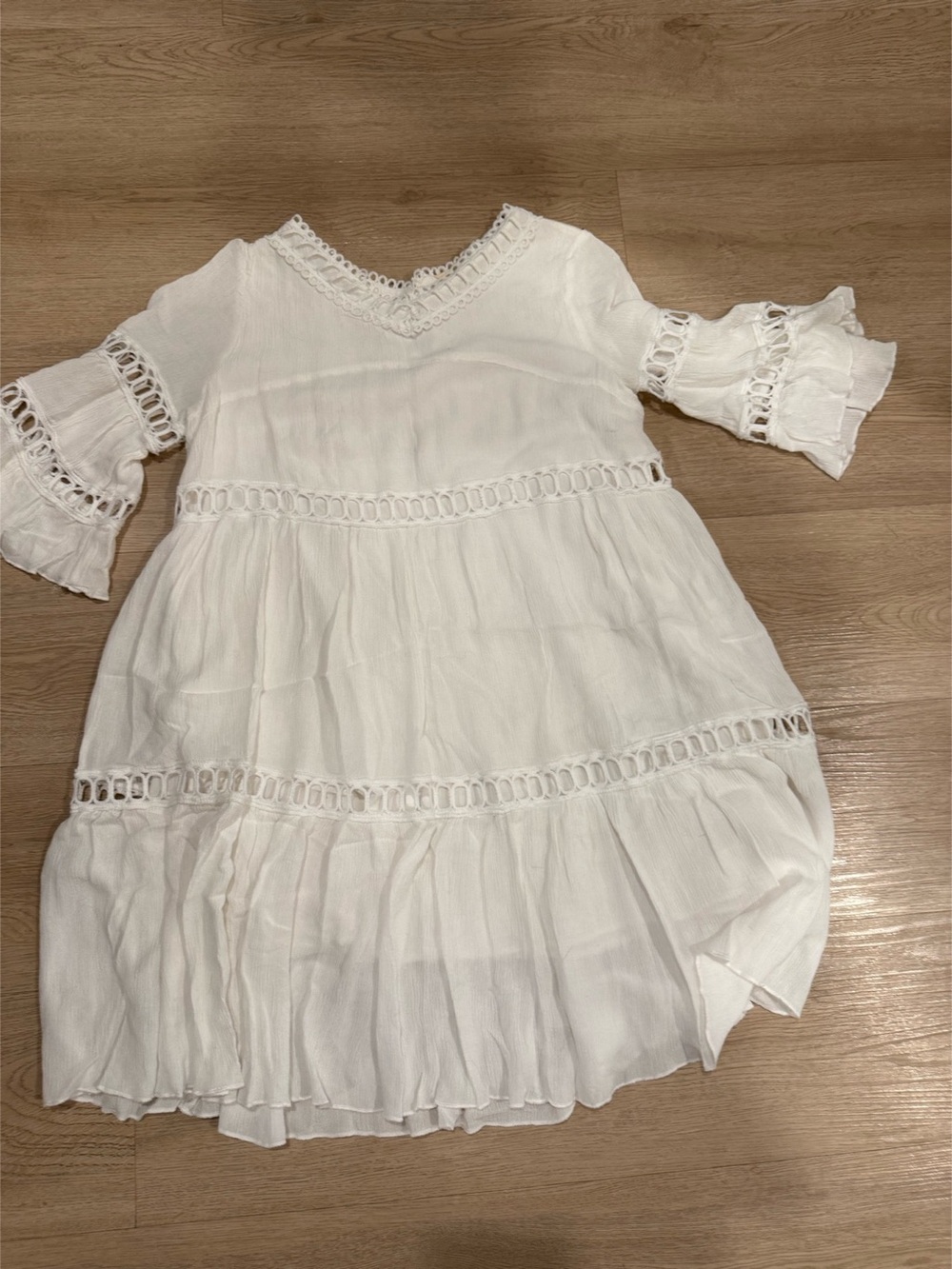 Listicle White Dress with lace/embroidered detailing